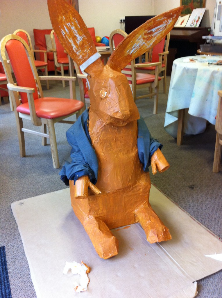 Easter Bunny - Primmed, painted and with fitted jacket.