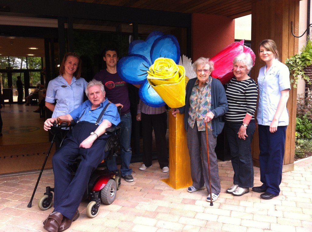 Giant Flowers with me, staff and residents.